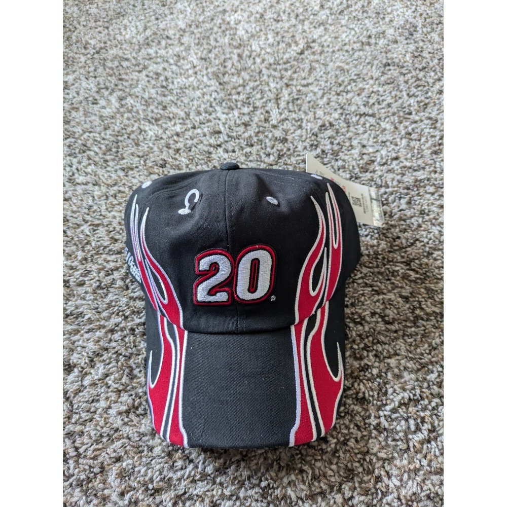 NASCAR Joe Gibbs Racing Hat #20 Erik Jones NWT Osfm Black Flames New